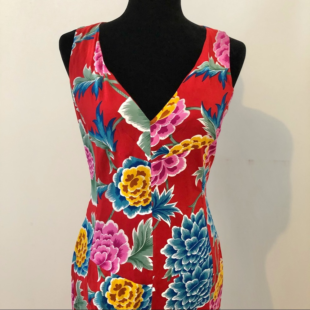 Dolce Gabbana Dress Silk Sheath Floral Sleeveless US 6 IT 44 - Picture 2 of 8